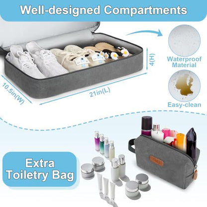 Duffle Bag for Travel, Expandable 50L Canvas Weekender Bag, Overnight Bag Travel Duffel Bag for Men Carry On Luggage with Removable Shoulder Strap, Durable & Water-Resistant - color: 1-Grey
