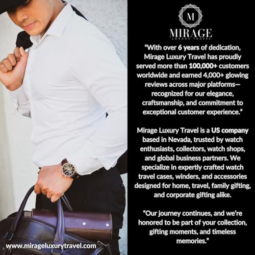 Black Watch Case for Men - 6-watch Roll Travel Case by Mirage - Super Black motif design - color: Super Black 6-watch case
