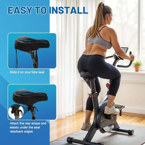 APECYC Bike Seat Cushion Gel Padded Saddle Cover for Men Women - Extra Padding Soft Comfort Bicycle Seat Cushion for Peloton, Stationary, Spin, Mountain, Road, Ebike - size: Wide