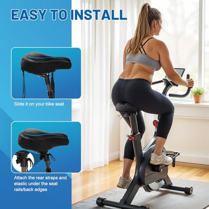 APECYC Bike Seat Cushion Gel Padded Saddle Cover for Men Women - Extra Padding Soft Comfort Bicycle Seat Cushion for Peloton, Stationary, Spin, Mountain, Road, Ebike - size: Wide