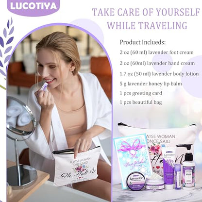 Gifts for Women Best Friends Gifts Travel Size Toiletries Kit Self Care Gifts for Sister Friends,Mom, Teacher,Grandma Lavender Gifts for Her Birthday Christmas