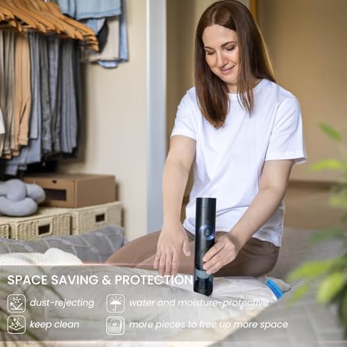 15 Vacuum Seal Bags with Portable VACUUM (as Electric Pump) for Clothing - Space Saver Vacuum Storage Packing Bags Sealed for Clothes in Large, Jumbo etc. Size - size: 15 Combo-VACUUM