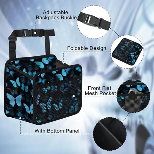Car Backseat Organizer, PU Leather Back of Seat Cars Hanging Organizer with Pockets Leakproof Car Garbage Bag Hanging Cars Seat Storage Box Travel Accessories Foldable (Blue Butterfly) - color: Blue Butterfly