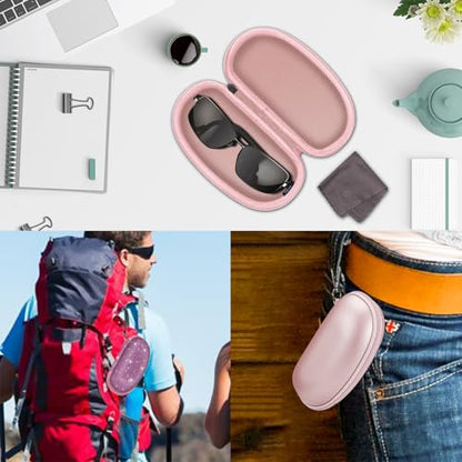 Fintie Sunglasses Case with Carabiner, Hard Shell Shockproof Sport Glasses Cases Travel Zipper Eyeglasses Holder (Glittering Purple) - color: Glittering Purple