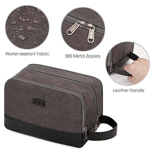 WANDF Travel Toiletry Bag for Men Large Toiletries Shaving Bag Water Resistant Hanging Dopp Kit Travel Accessories Bag for Women Men (Dark Grey) - color: Dark Grey