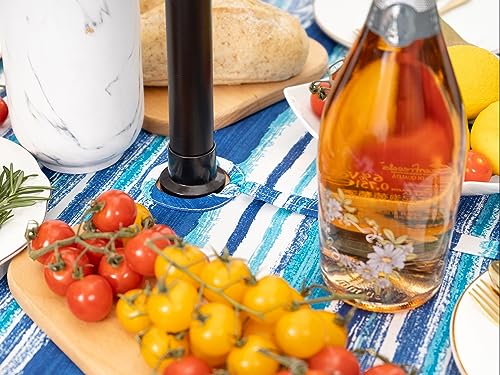 YiHomer Indoor Outdoor Tabletop for Spring Summer Decorations, Picnics and Dinner Parties - Stain and Water Resistant, Crayon Art (Ocean), Zipper Tablecloth, 60 x 120 Rectangle with Umbrella Hole - size: 120" x 60" (Zipper)
