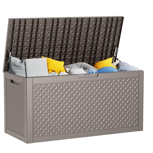 121 Gallon Outdoor Storage Box - Deck Box Waterproof Patio Furniture, Garden Tools, Cushions, Pool Accessories Outside Storage Resin Box, Grey - color: Grey, size: 121 Gallon