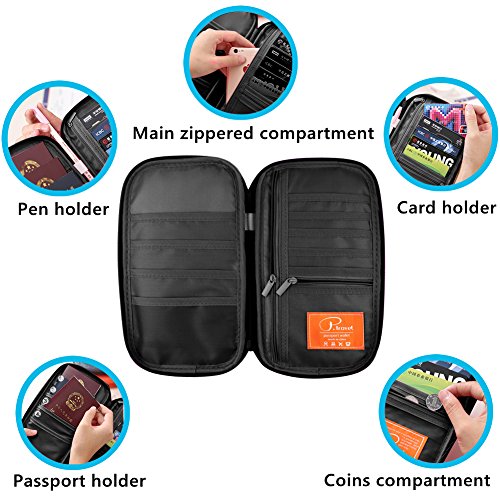 VanFn RFID Travel Passport Wallet, Family Passport Holder, Trip Document Organizer P.Travel Series - color: Pure Black