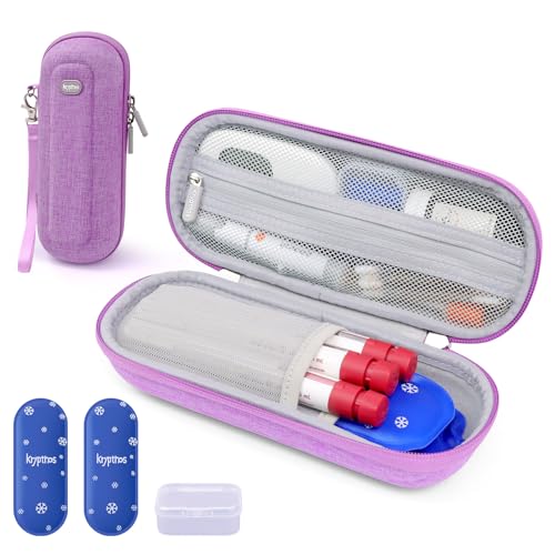 Krypthos Insulin Cooler Travel Case, Diabetes Travel Bag with 2 TSA Approved Ice Packs, Portable Medication Organizer for Diabetic Insulin Pens, Vials & Syringes for Travel & Daily Use (Violet) - color: Violet