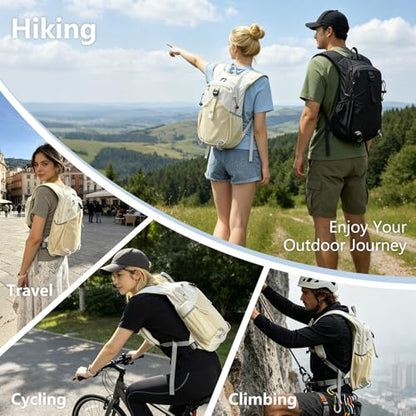 SSZYace Small Hiking Backpack for Women Men Lightweight Travel Camping Backpacks for Men Women Hiking Daypacks 10l Hiking Backpacks Backpacking Gear for Girls Boys Daypack Hikings Backpack Beige - color: Beige