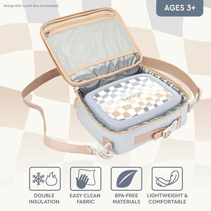 Bentgo Kids Lunch Bag (Whimsy & Wonder Collection) - Durable, Double-Insulated Lunch Bag for Kids 3+; Holds Lunch Box/Water Bottle/Snacks; Water-Resistant Fabric & Zip Pockets (Checker Gradient) - color: Checker Gradient
