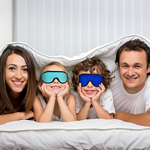 2 Pieces 3D Sleep Mask for Kids Memory Foam Contoured Eye Mask, Travel Sleep Eye Cover with Adjustable Strap, 3D Blindfolds(Blue and Green) - color: Blue and Green