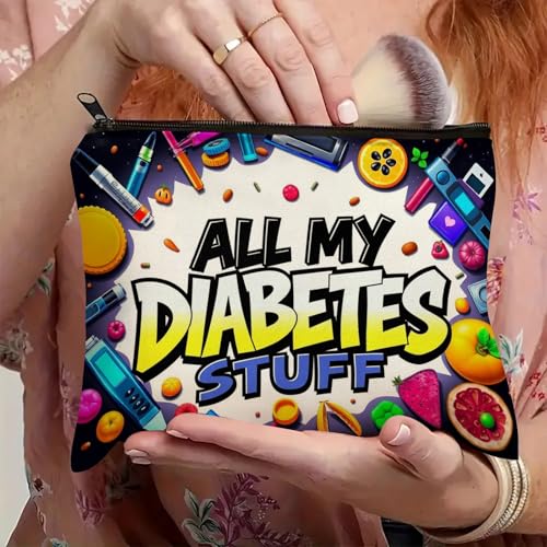 Medicine Storage Pouch with Diabetes, Medicines Bag, and Medical Supply Designs, White Canvas Zipper Cases, Multi-Use Functionality (Gift for Birthdays, Graduation, Christmas) (Style H) - style: Style H