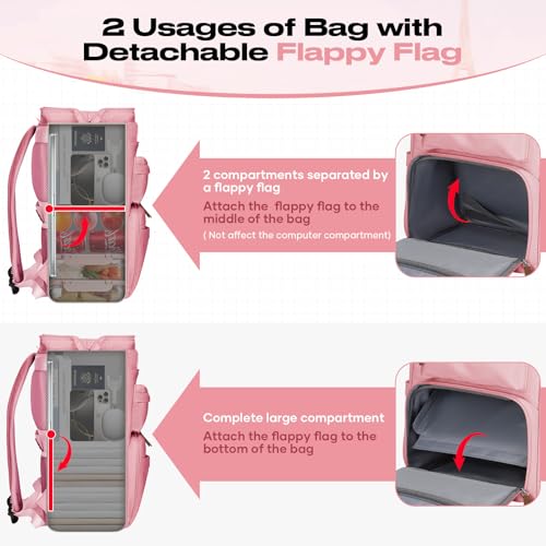 Maelstrom Travel Backpack for Women Men,Laptop Backpack Fits 15.6-17.3 Inch Laptop, Nurse/Work Bag with Insulated Lunch Box (Pink) - color: Pink