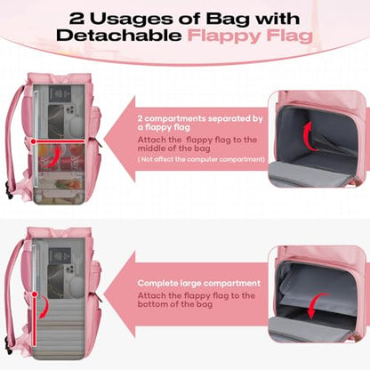 Maelstrom Travel Backpack for Women Men,Laptop Backpack Fits 15.6-17.3 Inch Laptop, Nurse/Work Bag with Insulated Lunch Box (Pink) - color: Pink
