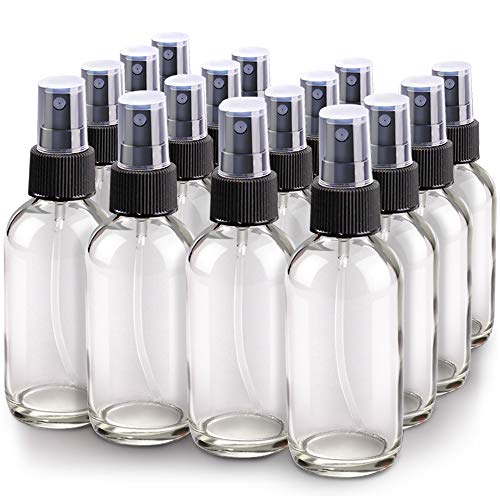 Wedama Spray Bottle, 4 oz Fine Mist Glass Spray Bottles, Little Refillable Liquid Containers for Watering Flowers Cleaning (16 Pack, Clear) - color: Clear, size: 4 Ounce (Pack of 16)
