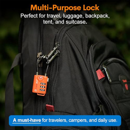 TSA Approved Cable Luggage Locks, Re-settable Combination with Alloy Body, Orange 2 Locks. - color: Orange 2 Pack