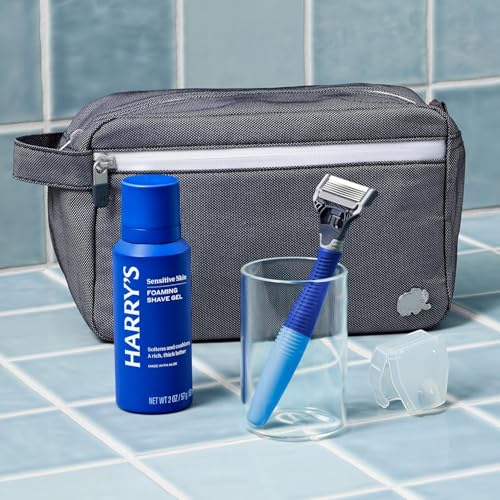 Harry's Travel Shaving Kit for Men - Toiletry Bag, Razor, Foaming Shave Gel, and Blade Cover -Travel Size Toiletries - size: Shave Kit + Toiletry Bag