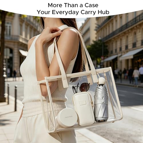 KINIVA Double Eyeglass Case for Men Women, 2-in-1 PU Dual Sunglasses Case, Scratch-Proof Travel Eyeglass Holder for Purse Car - style: White Smooth