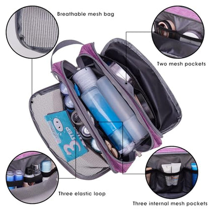Toiletry Bag for Men/Women Hanging Dopp Kit Water Resistant Shaving Bag Small Toiletry Bag for Traveling (purple) - color: purple