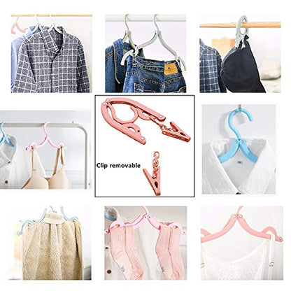 YOUOWO 12 Pcs Travel Hangers with 24 Pcs Clips,Portable Foldable Clothes Hangers for Scarves Suits Trousers Pants Shirts Socks Underwear - size: 12 Pack Hanger without Clothesline