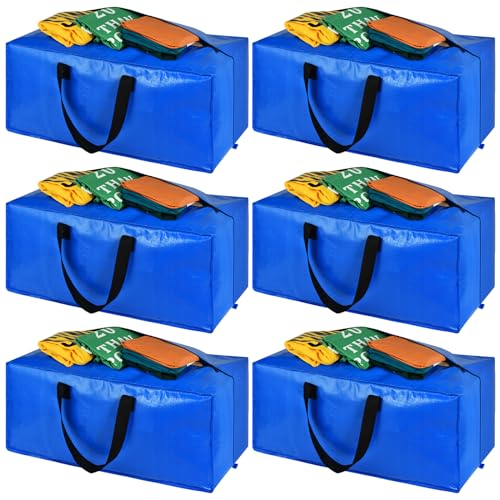 Heavy Duty Extra Large Storage Bags, XL Blue Moving Bags for College Dorm Room Essentials, Moving Supplies Boxes Compatible with IKEA Frakta Cart, 6 Packs - color: Blue, size: 6 PACK