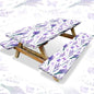 Boao 3 Pcs Vinyl Picnic Table Cover with Bench Cover 6 ft 30 x 72 Inch Waterproof Fitted Tablecloth Flannel Backing Rectangular Elastic Edged for Camping Outdoor Patio Travel(Lavender) - color: Lavender