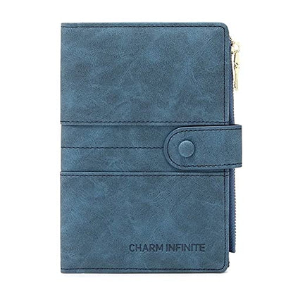 Mudono Passport and Card Holder for Women RFID Blocking Card Case Slim Travel Wallet Change Purse with Vaccine Card Slot - color: Blue