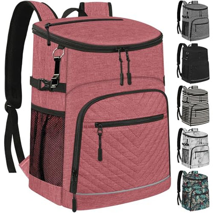 Cooler Backpack Insulated Leakproof Waterproof Backpack Cooler Bag 30/45 Cans, Large Capacity Lightweight Travel Camping Beach Backpack Cooler Ice Chest for Men and Women - color: pink, size: 30 Cans