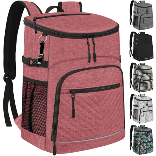 Cooler Backpack Insulated Leakproof Waterproof Backpack Cooler Bag 30/45 Cans, Large Capacity Lightweight Travel Camping Beach Backpack Cooler Ice Chest for Men and Women - color: pink, size: 30 Cans