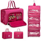ROYALFAIR Roll Up Makeup Bag, Waterproof Toiletry Bag for Women, Hanging Travel Organizer bags with Jewelry Organizer Compartment, Extra Large 4 Clear TSA Approved Pouches Cosmetic Makeup (pink) - color: Pink