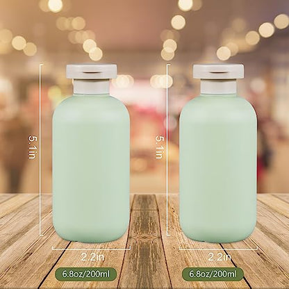 6.8oz Squeeze Bottles with Flip Cap, Refillable Plastic Travel Bottles for Creams, Lotion, Shampoo, Conditioner (2 Pcs) - color: Green, size: 200ml/6.8oz