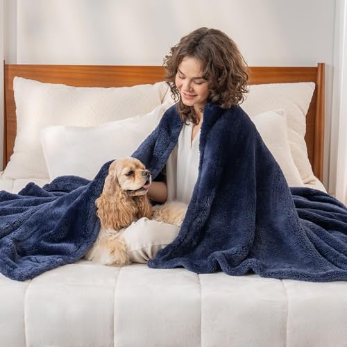 Berkshire Blanket Classic Extra-Fluffy™ Plush Throw Blanket, Soft Fuzzy Fluffy Long Hair Throw Blanket for Couch Sofa Bed, Atlantis Dark Blue, 50x60 Inches - color: Atlantis Blue, size: Throw/Throw XL