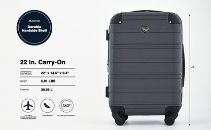 Travelers Club Phoenix Luggage, Blackened Pearl, 22-Inch Carry-On - color: Blackened Pearl, size: 22" Carry-On