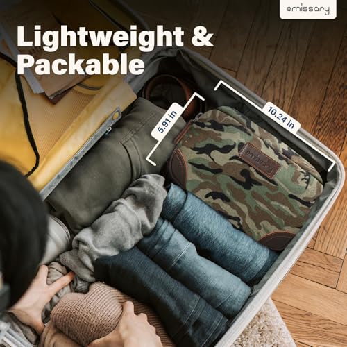 Emissary Leather & Canvas Dopp Kit - Men's Shaving & Toiletry Travel Bag, Small, Camo-Green - color: Camo-Green