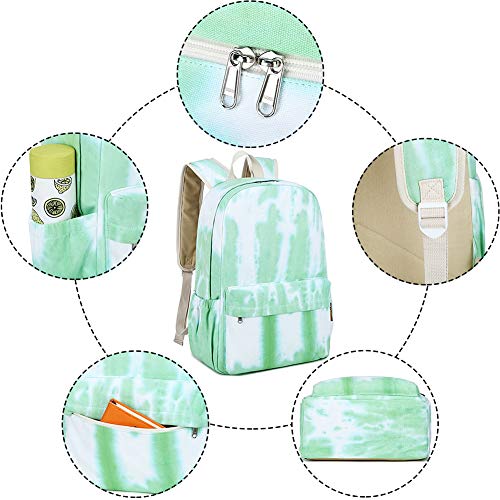 mygreen Kids Backpack, Kawaii Girls Backpack for School Ages 8-12 - color: Light Green, Multicolor, 15 Inch Laptop