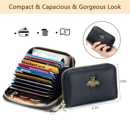 imeetu RFID Credit Card Holder, Small Leather Zipper Card Case Wallet for Women - color: Lite - Fruit Green, size: Lite