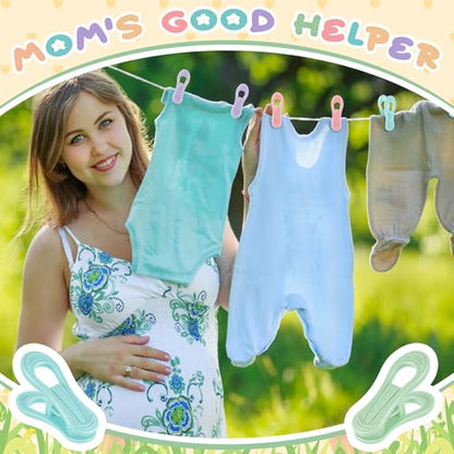 Hsei 60pcs Baby Hanger Clips Colorful Plastic Clothespins Hanger Clips for Baby Clothes Plastic Clothes Pins for Toddler Skirt Pants Home, Office, Travel, Food Package