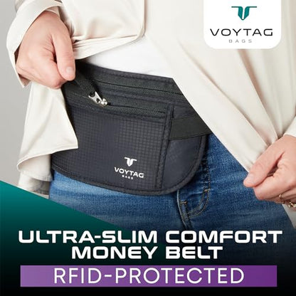 Travel Money Belt & Passport Holder - RFID Blocking Slim Travel Wallet & Fanny Pack for Men and Women - Essential Travel Pouch for Cash, Credit Cards, and Documents (Beige) - color: Beige