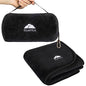 BlueHills Travel Blanket Pillow Rolled Premium Soft Plush Airplane Throw Traveling Accessories Gifts Compact in a Bag 70 X 48 inches Long Plane Flight Portable Lightweight Black R05 - color: R05-black
