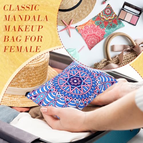 Eccliy 20 Pcs Mandala Makeup Bag Mandala Cosmetic Bag Canvas Gifts Mandala Accessories for Girls Toiletry Pouch with Zipper for Women Party, 8 x 5 Inch - size: 8 x 5 Inch, style: Mandala