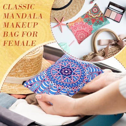 Eccliy 20 Pcs Mandala Makeup Bag Mandala Cosmetic Bag Canvas Gifts Mandala Accessories for Girls Toiletry Pouch with Zipper for Women Party, 8 x 5 Inch - size: 8 x 5 Inch, style: Mandala