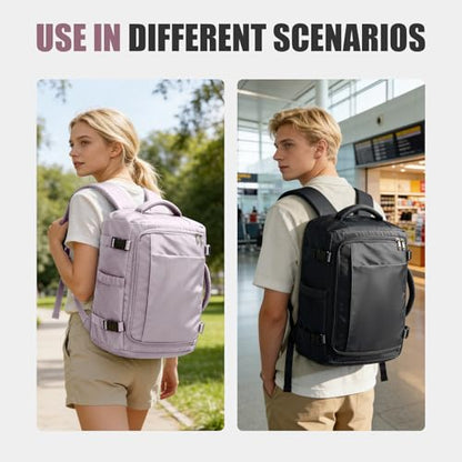 suwasp Travel Backpack for Women Men,Ryanair Backpack 40x30x20CM Airline Approved Personal Item Travel Bag, Carry On Backpack Fits 14 Inch Laptop, 180° Opening, Fits Flight Underseat, Light Purple - color: Light Purple