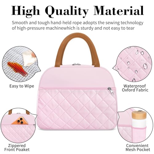 Coobiiya Lunch Box Lunch Bag for Women Men - color: Embroidered Pink, size: A-regular