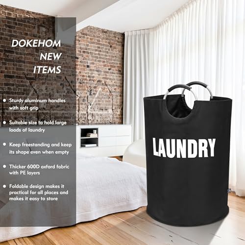 DOKEHOM 160L XX-Large Laundry Basket (7 Colors), Collapsible Laundry Bag, Foldable Laundry Hamper, Folding Washing Bin (Black, XXL) - color: Black, size: 160L