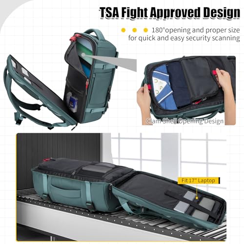 42L Travel Backpack with 4 Packing Cubes, TSA Friendly Flight Approved Carry-On Bag, Water-Resistant Business Backpack for Men Women, Fits 17.3" Laptop (Army Green) - color: Army Green