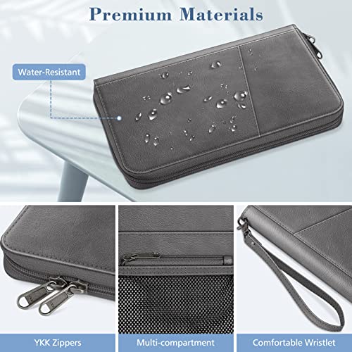 Fintie Family Passport Holder Wallet, RFID Blocking Travel Document Organizer Clutch Bag Credit Cards Case Cover for Women Men - color: Gray