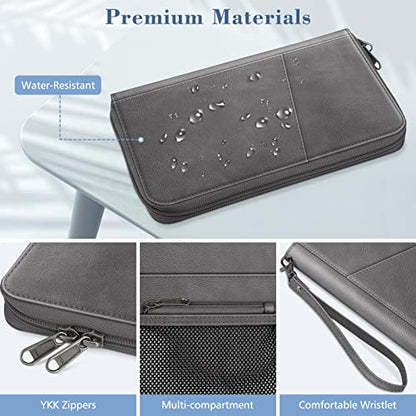 Fintie Family Passport Holder Wallet, RFID Blocking Travel Document Organizer Clutch Bag Credit Cards Case Cover for Women Men - color: Gray