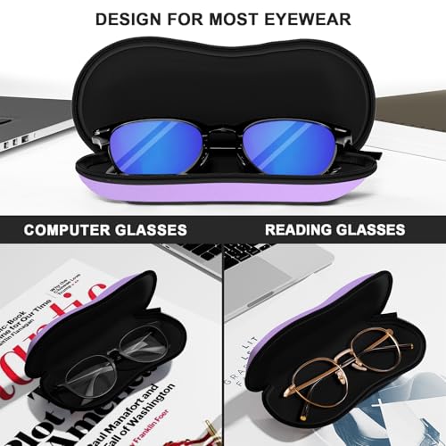Sunglasses Soft Case, Ultra Light Portable Neoprene Zipper Glasses Case for Men Women - color: Purple