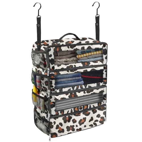 Olosar Suitcase Organizer, Travel Luggage Organizer Portable Hanging Travel Shelves Collapsible Hanging Packing Cubes for Carry on Suitcase - color: Leopard Print-M, size: Medium